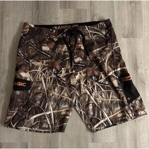 Pelagic Ambush Performance Board Shorts, Real Tree Camouflage Print, Men's 36